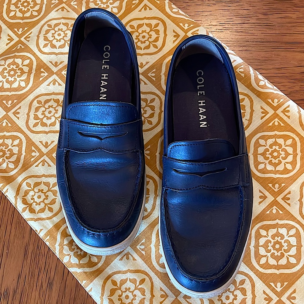 Cole Haan Deep Navy Blue with white soles